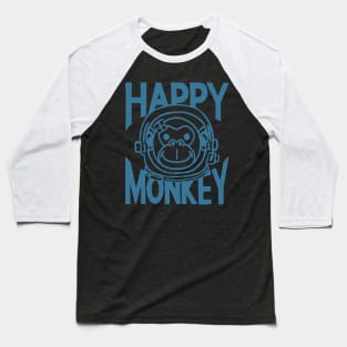 A Space Monkey Is A Happy Monkey Retro Blue Baseball T-Shirt